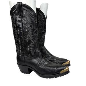 Dan Post Exotic Teju Lizard Western Cowboy Boots Black Men's 7 EW